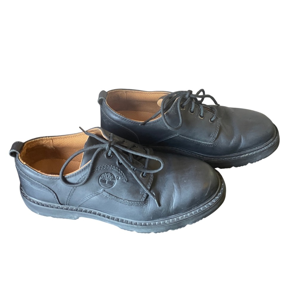 Timberland Mens Black Leather Waterproof Rugged Oxford Shoes Size 10 Rugged